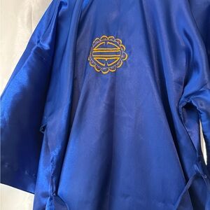 Blue Satin Kaftan/Robe with Embroidered with Asian details